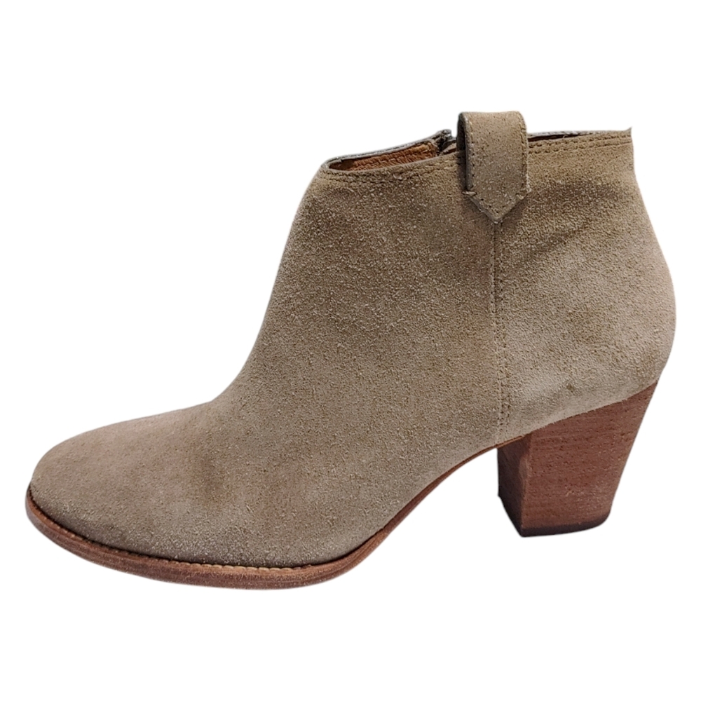 Madewell Brown Suede Leather Billie Stacked Heel Ankle Boots Womens Size 8.5 - Picture 1 of 10